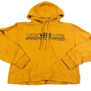 VANS Off the Wall Yellow Pull Over Cropped Sweater Hoodie Women's Extra Small
